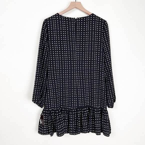 New Stunning Polkadot Long Balloon Sleeve Mini Dress Ruffle Preppy Romantic Dots - Picture 2 of 5